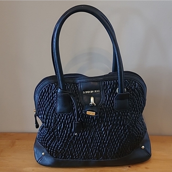 London Fog Black Woven Shoulder Bag - Picture 1 of 8